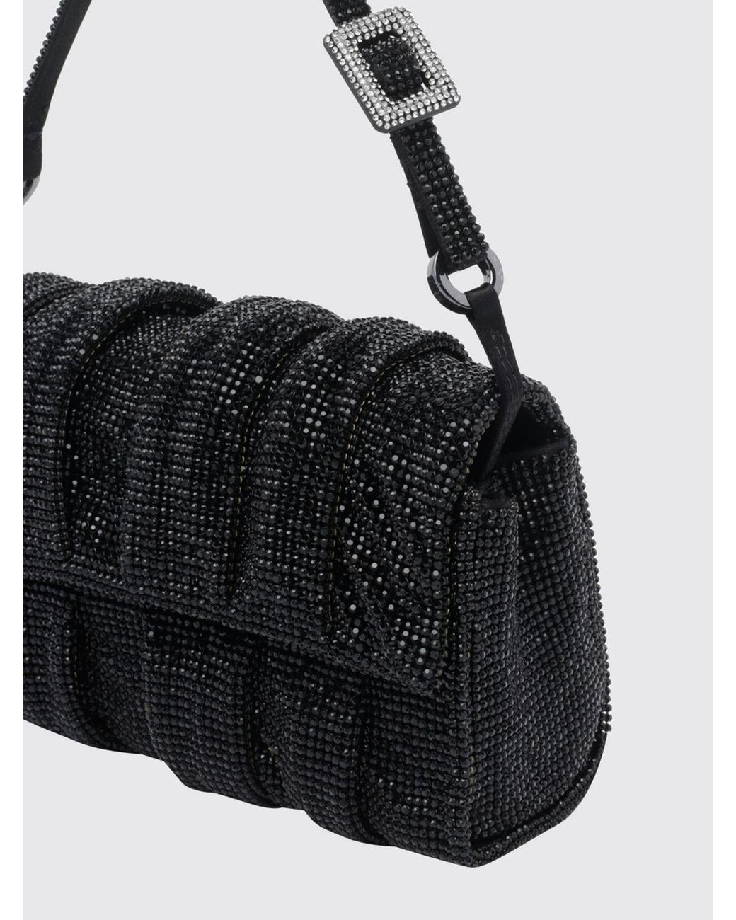 Benedetta Bruzziches Black Aluminum Mesh Handbag With Crystals And Jewel Handle