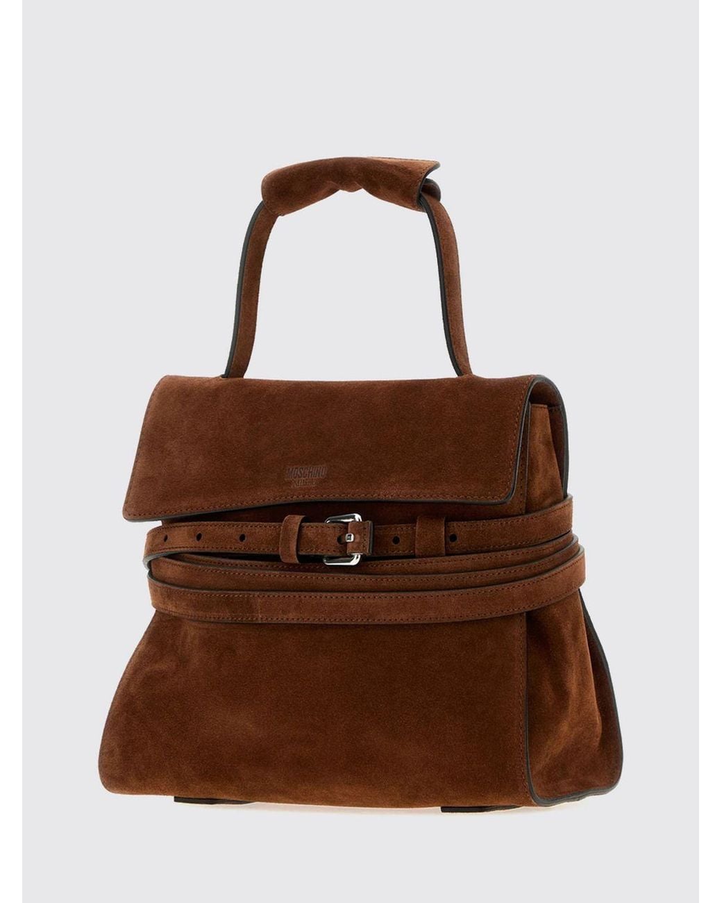 Moschino Couture Brown Tie Me Suede Handbag With Shoulder Strap