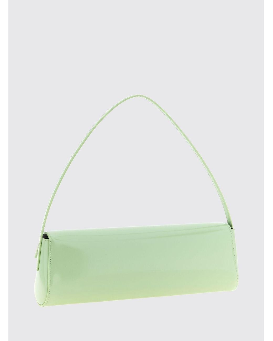 Jil Sander Green Kante Brushed Calfskin Shoulder Bag With Flat Handle