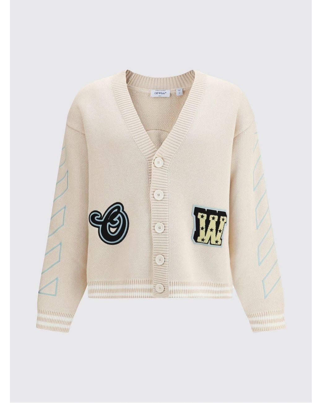 Off-White c/o Virgil Abloh Natural Cotton Cardigan With Logo for men