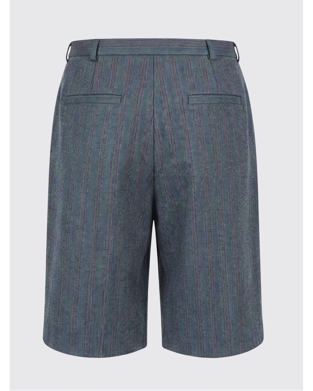 Jil Sander Blue Striped Wide-Leg Linen And Cotton Tailored Bermuda Shorts