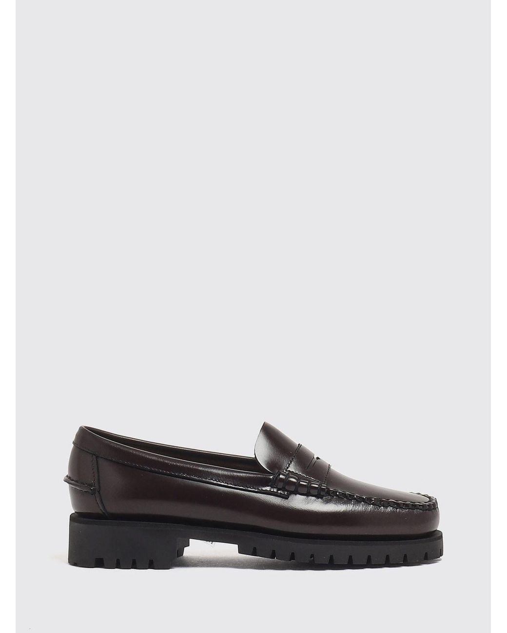 Sebago White Smooth Leather Penny Loafers With Notched Rubber Sole