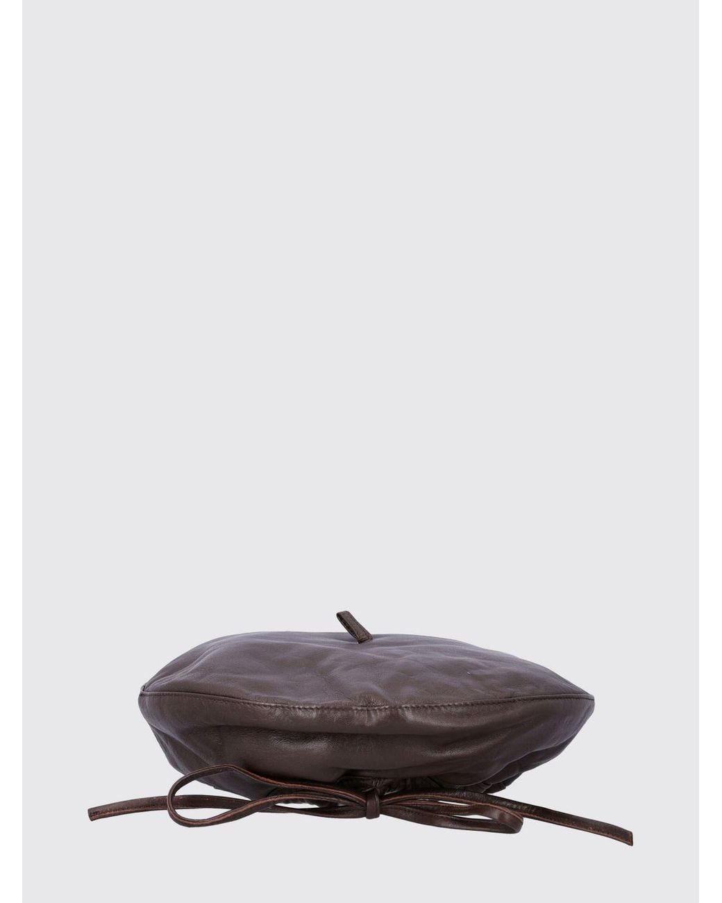 THE GARMENT Brown Classic Leather Beret With A Straight Hem