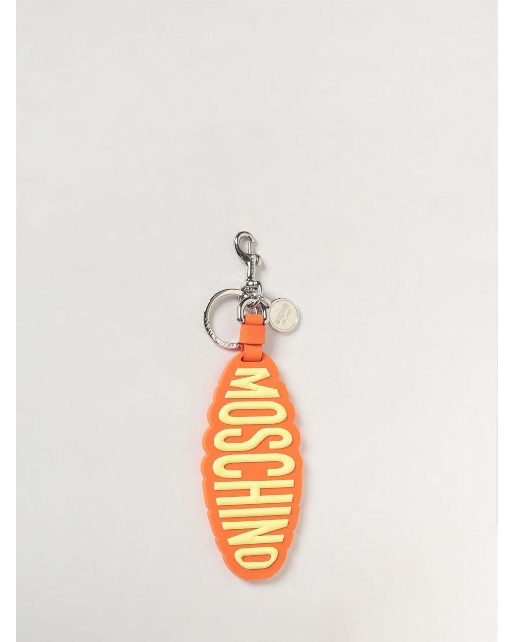 Moschino Couture White Brass And Rubber Keychain With Logo