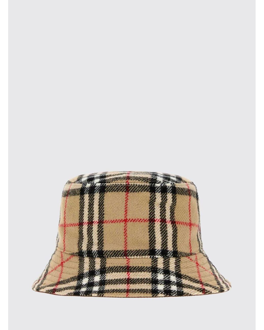 Burberry Natural Reversible Vintage Check Wool Bucket Hat for men