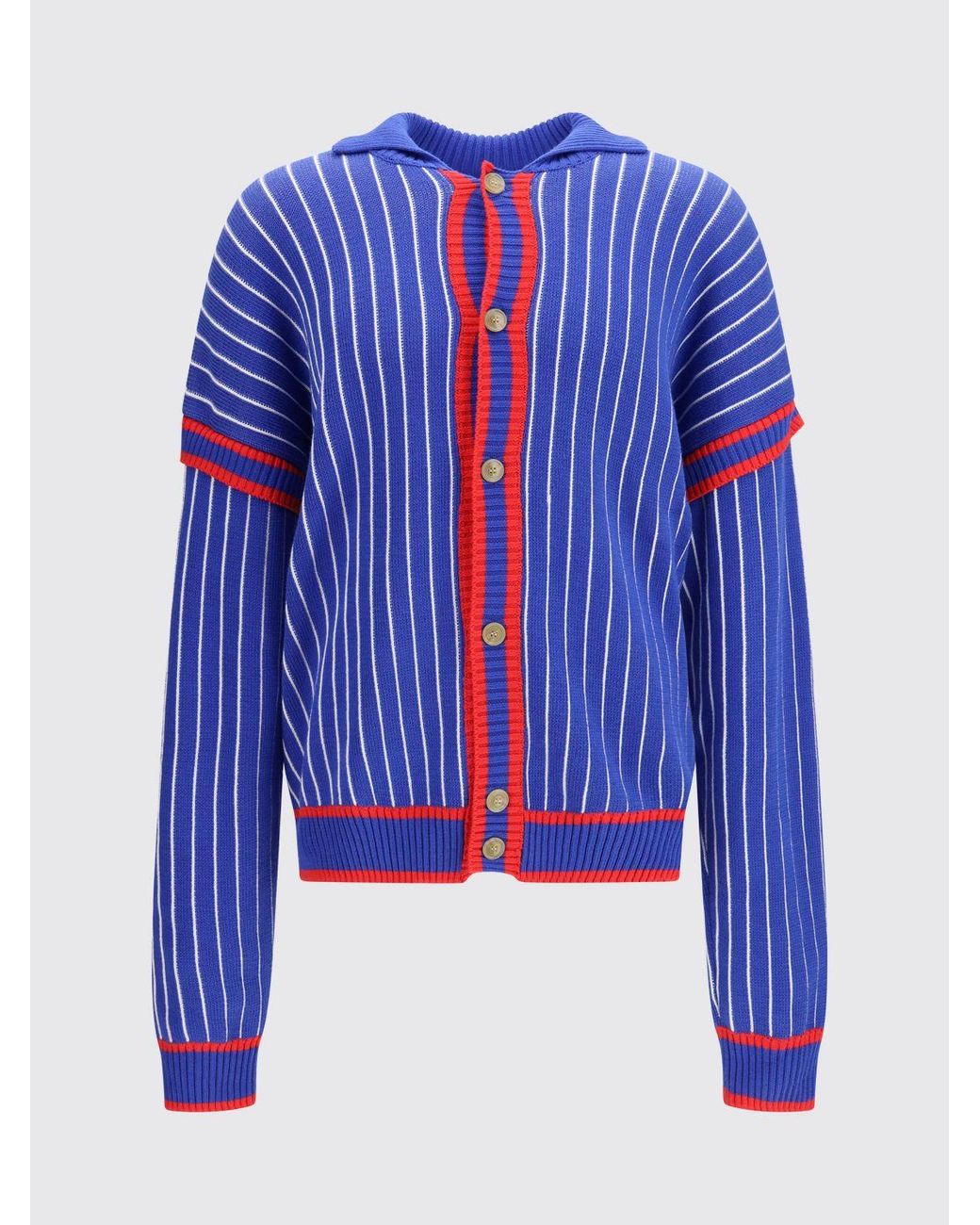 Gcds Gestreifter Logo-Baumwollcardigan in Blue für Herren