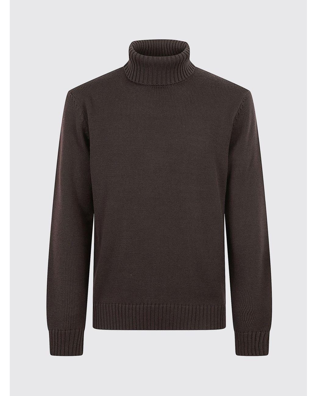 Zanone Black Fine-Knit Virgin Wool Turtleneck Jumper With Long Sleeves for men