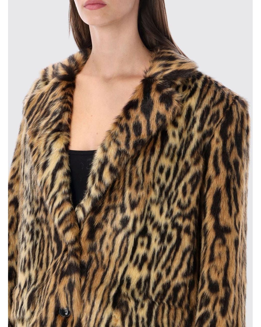 Stand Studio Multicolor Short Animal Print Faux Fur Jacket