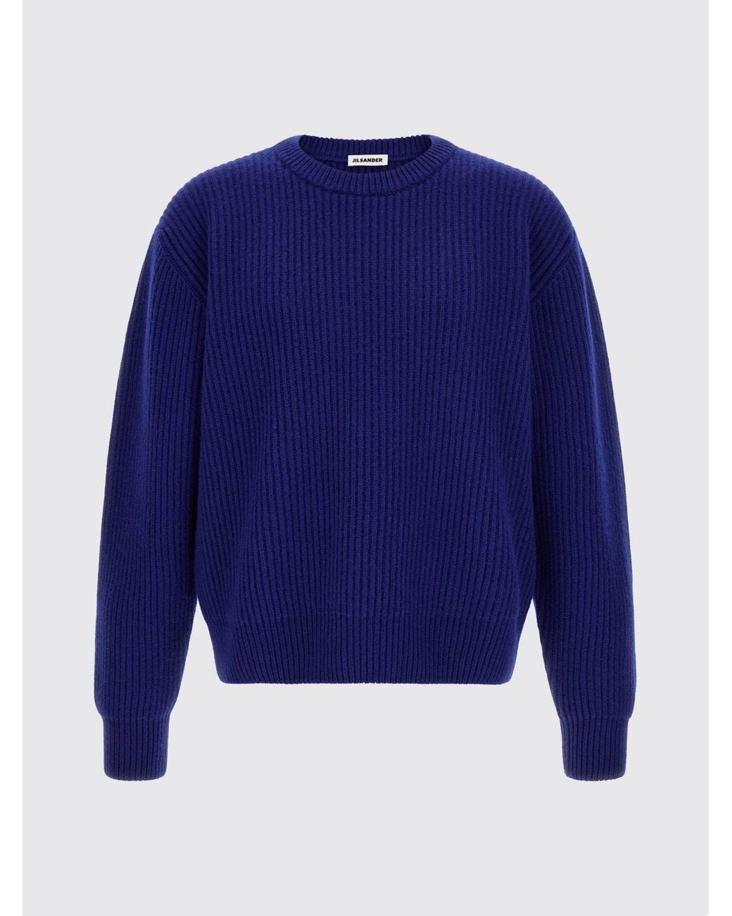 Jil Sander Blue Long-Sleeved Crewneck Sweater for men