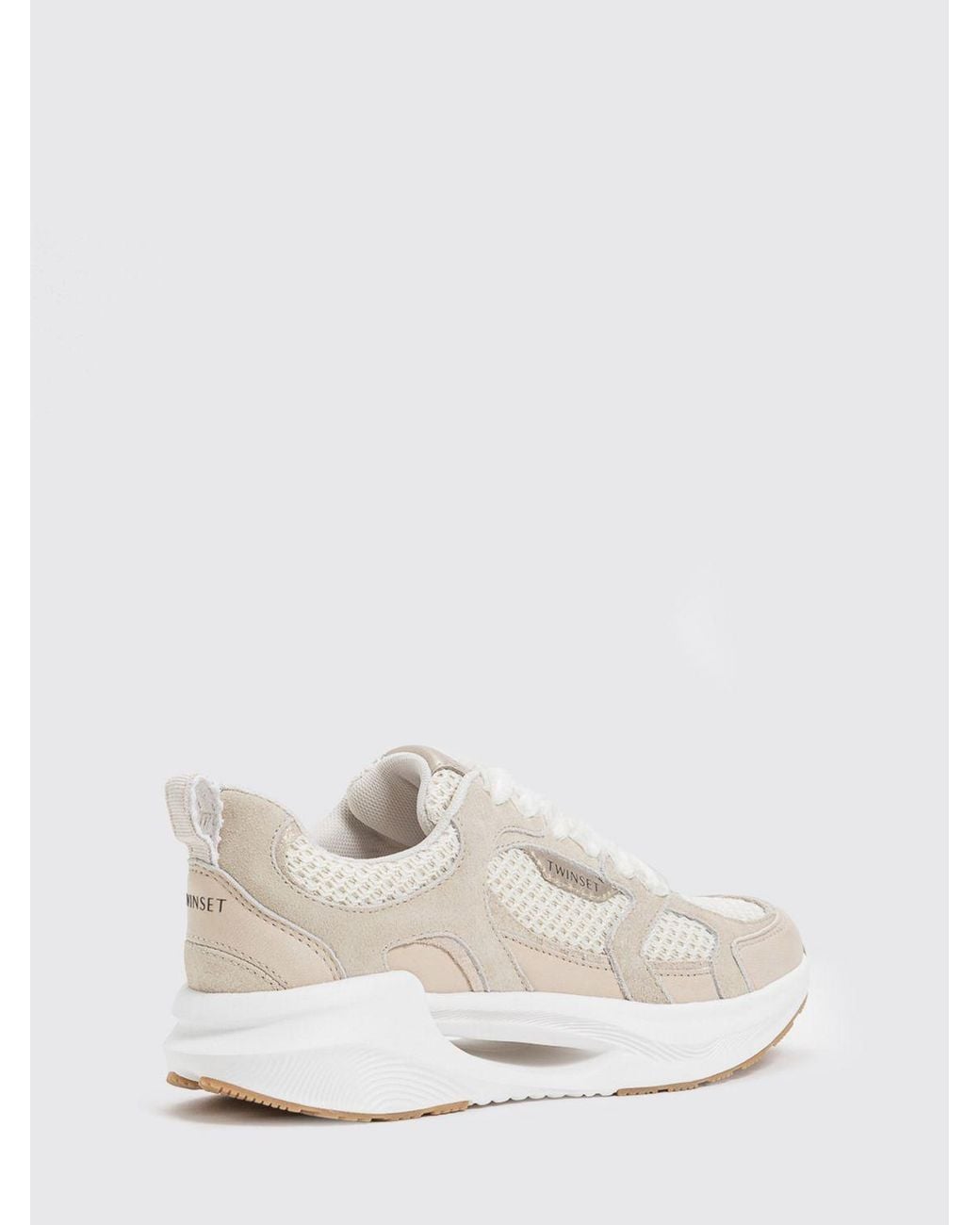 Twinset White Mesh And Suede Sneakers