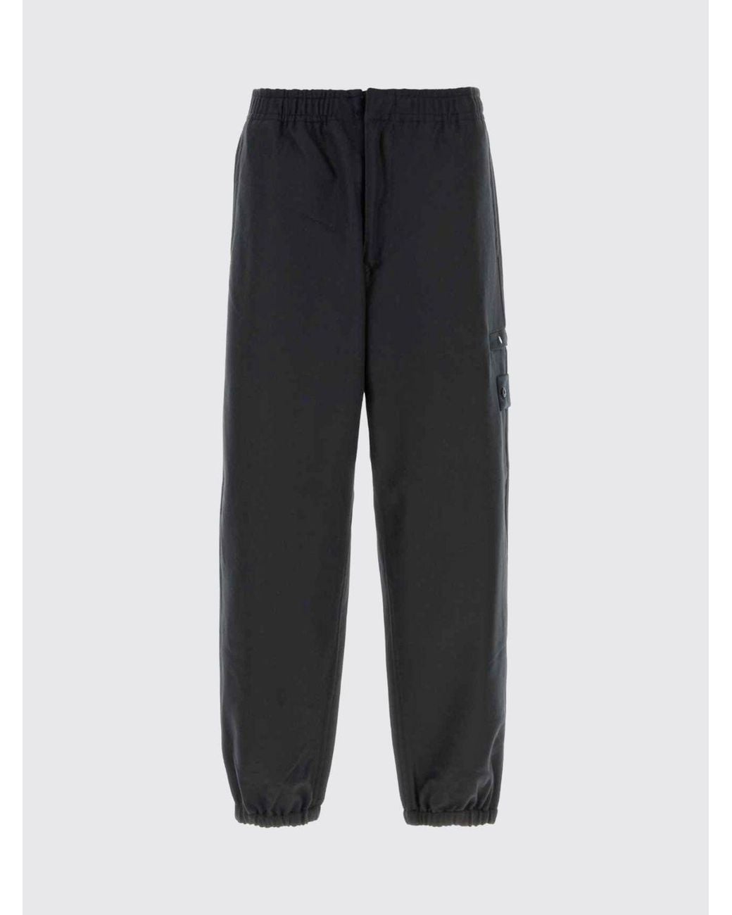Stone Island Blue Wool Flannel Jogging Trousers With Compass Logo for men