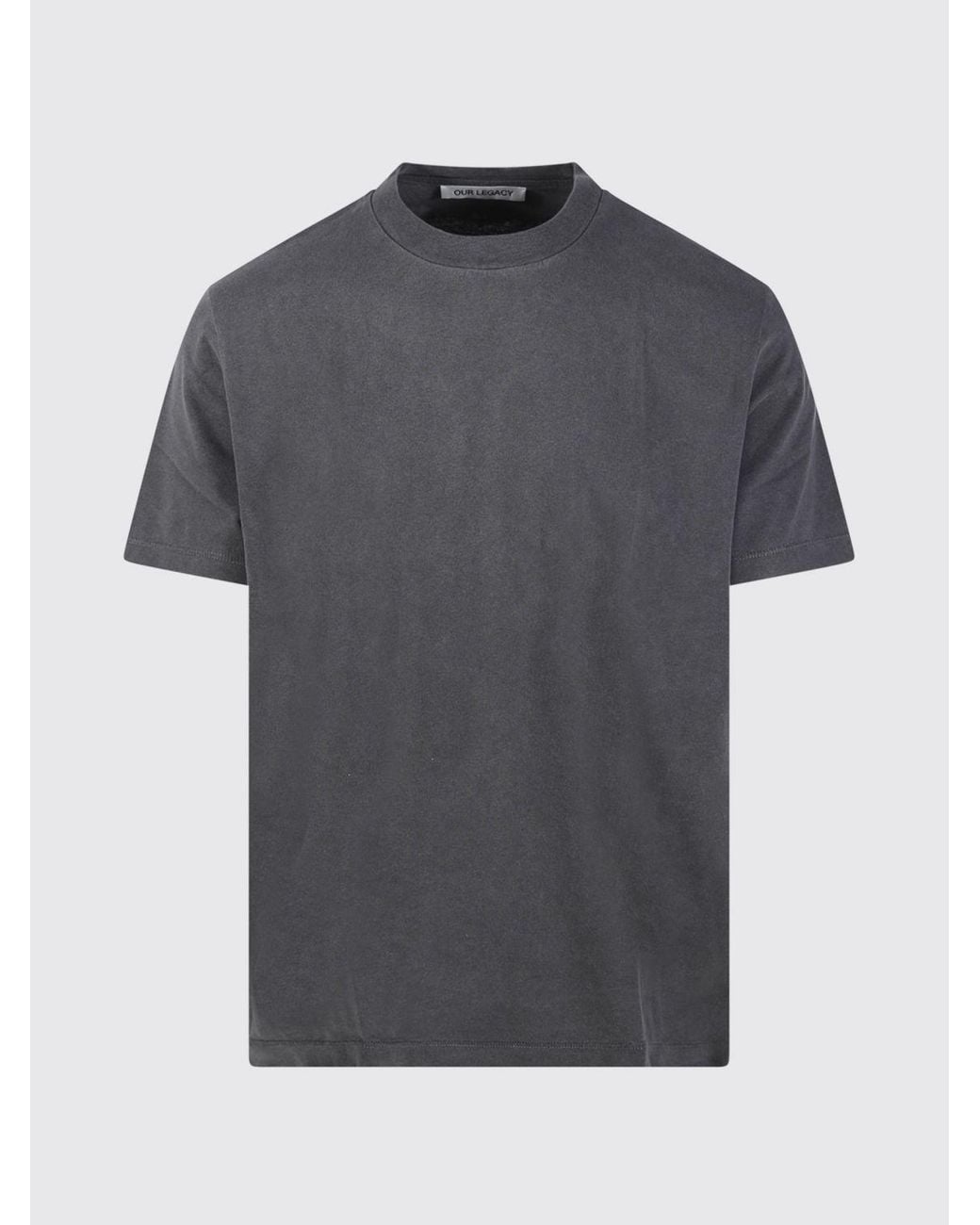 Our Legacy Gray Crewneck Cotton T-Shirt With Dropped Shoulders for men
