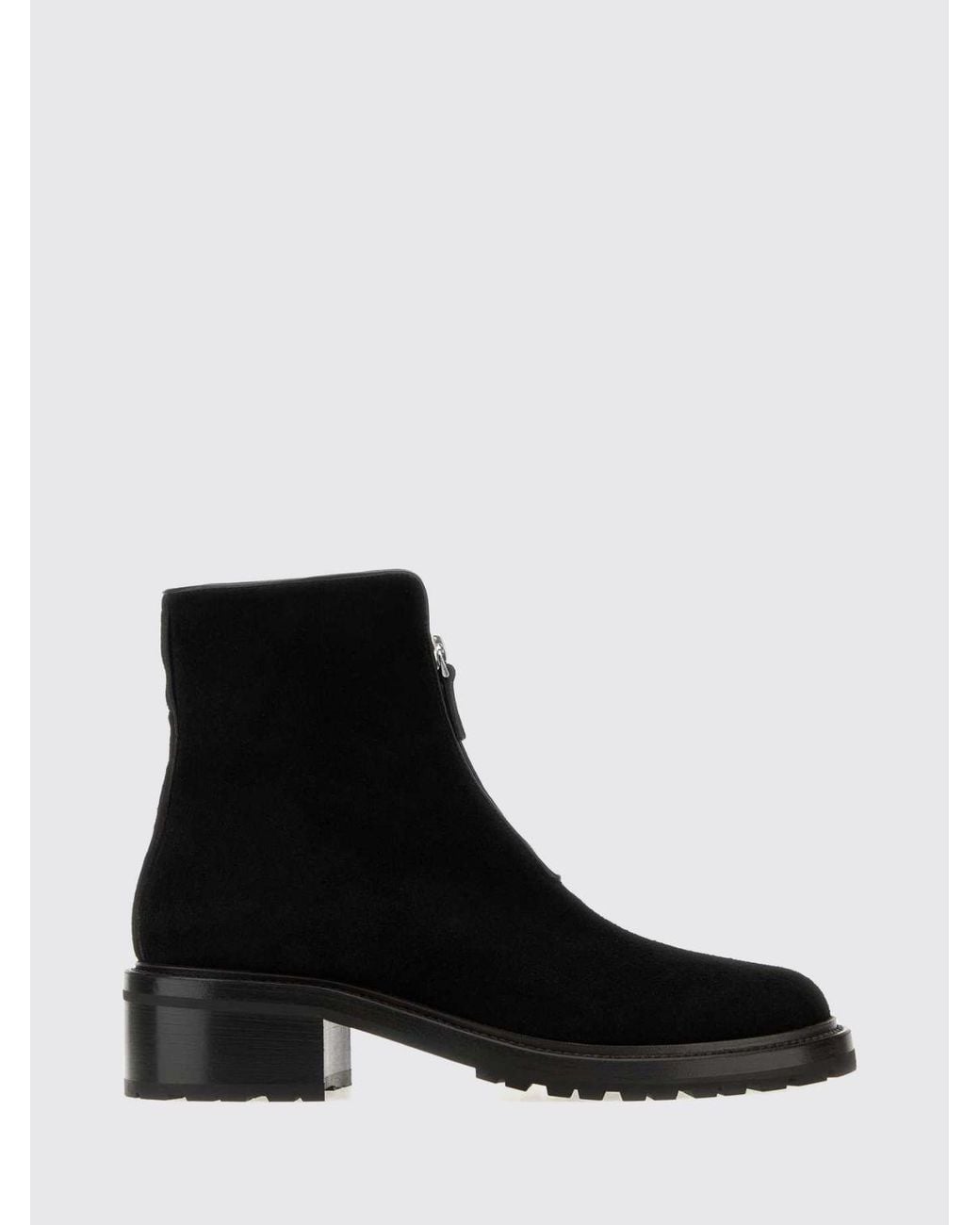 The Row Black Hike Suede Leather Ankle Boots With A Lug Sole And Round Toe