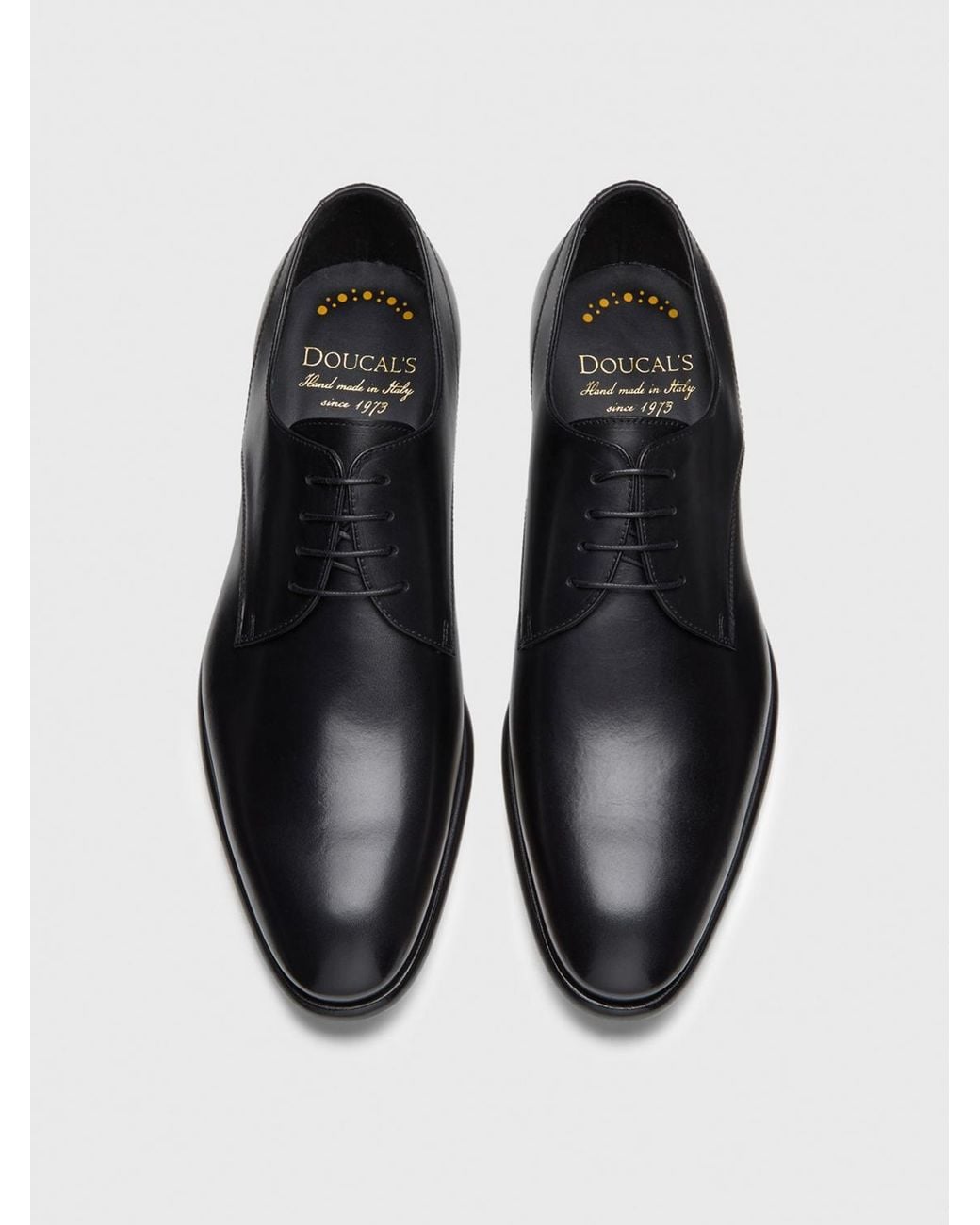Doucal's Black Leather Derby Shoes for men