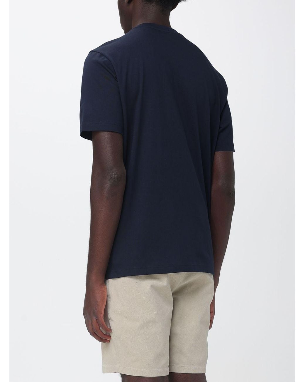 Boss Blue Crew Neck Pure Cotton T-Shirt With Printed Front Logo for men