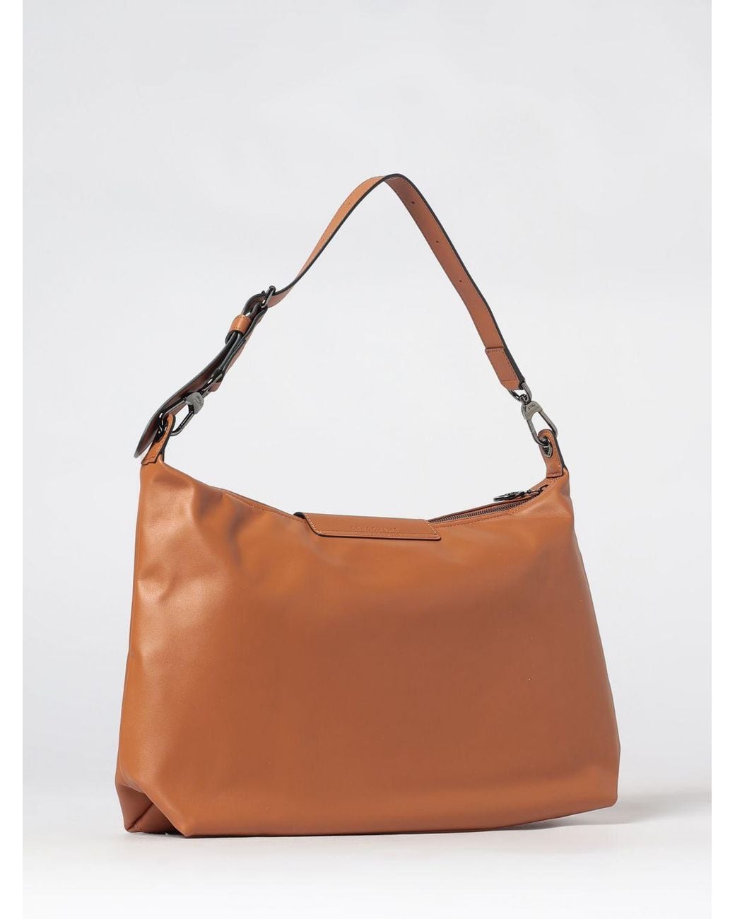 Longchamp Brown Le Pliage Xtra Large Calfskin Leather Shoulder Bag With Logo