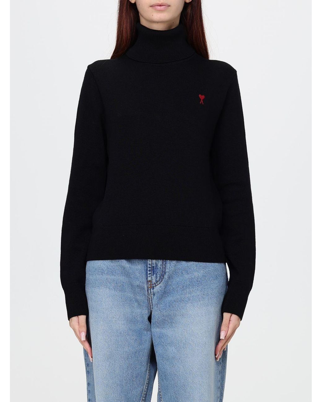 Pull À Col Roulé En Laine Avec Logo Ami De Coeur Brodé AMI en coloris Black
