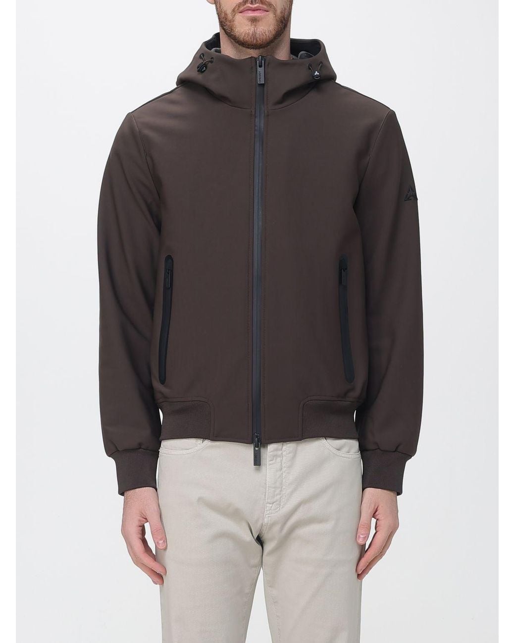 Heskimo Black Nylon Hooded Windbreaker Jacket With Zip Closure for men