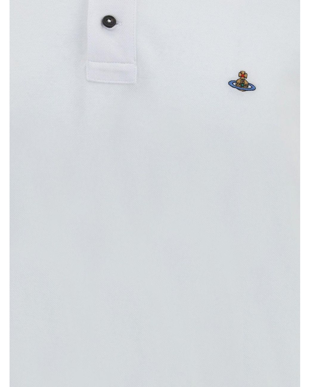 Vivienne Westwood White Long-Sleeved Cotton Polo Shirt With Embroidered Orb Logo for men