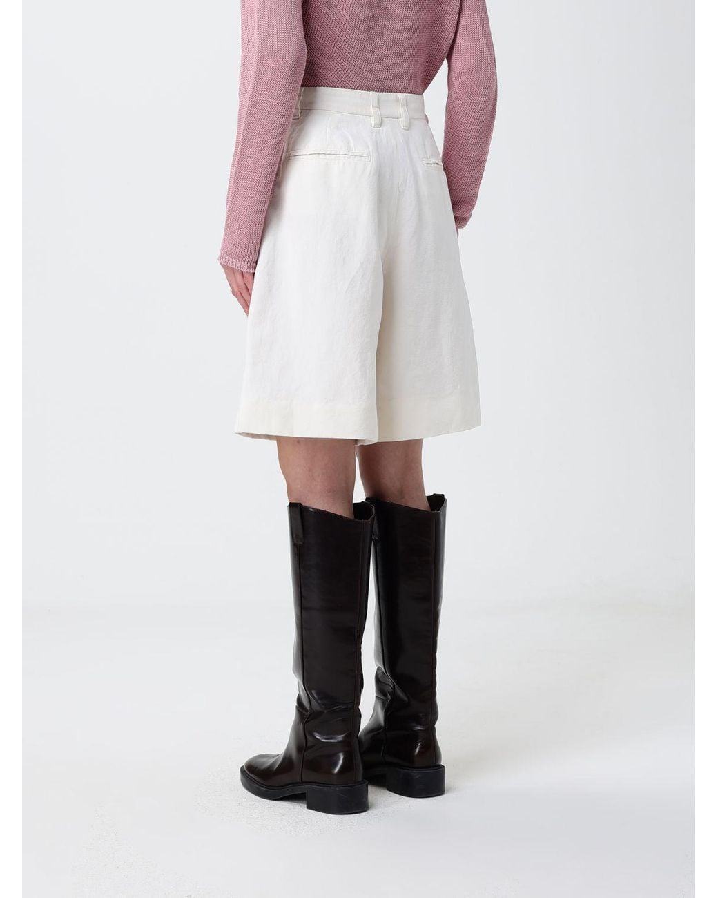 Max Mara White Cotton And Linen Shorts