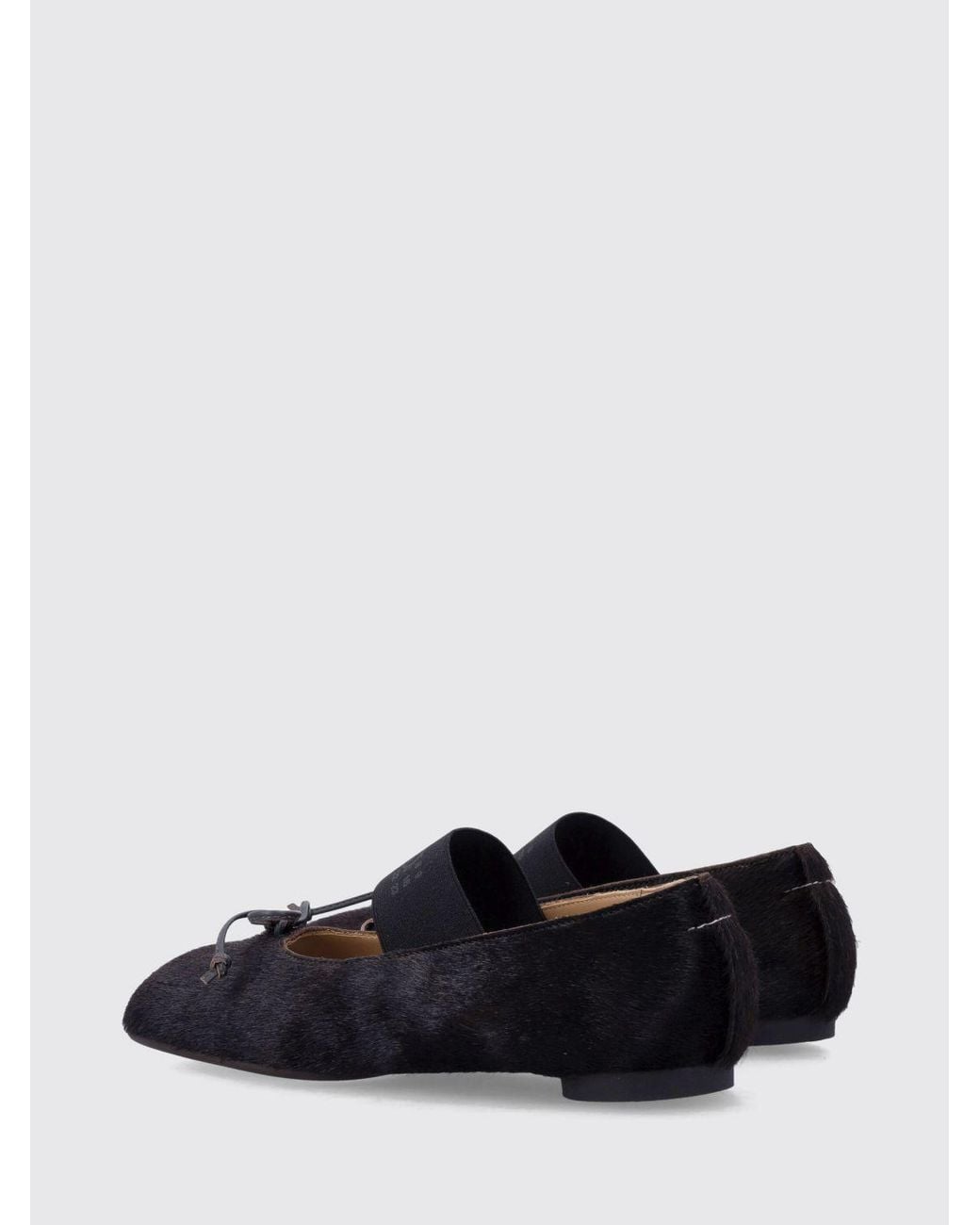 MM6 by Maison Margiela White Pony-Hair Leather Mary Janes With Bow And Round Toe