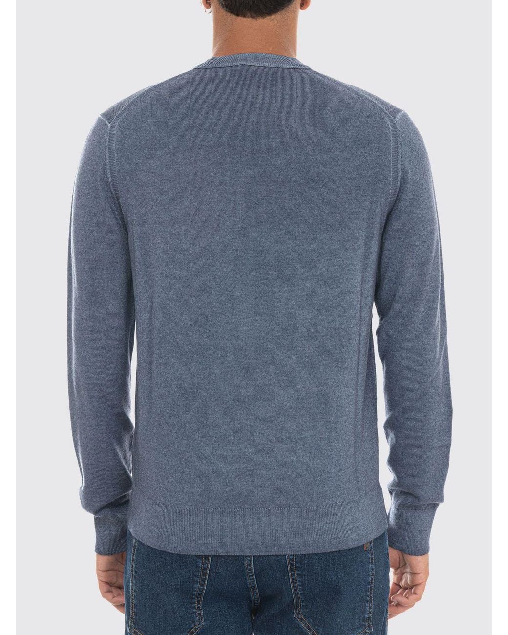Boss Blue Long-Sleeved Crew Neck Jumper for men
