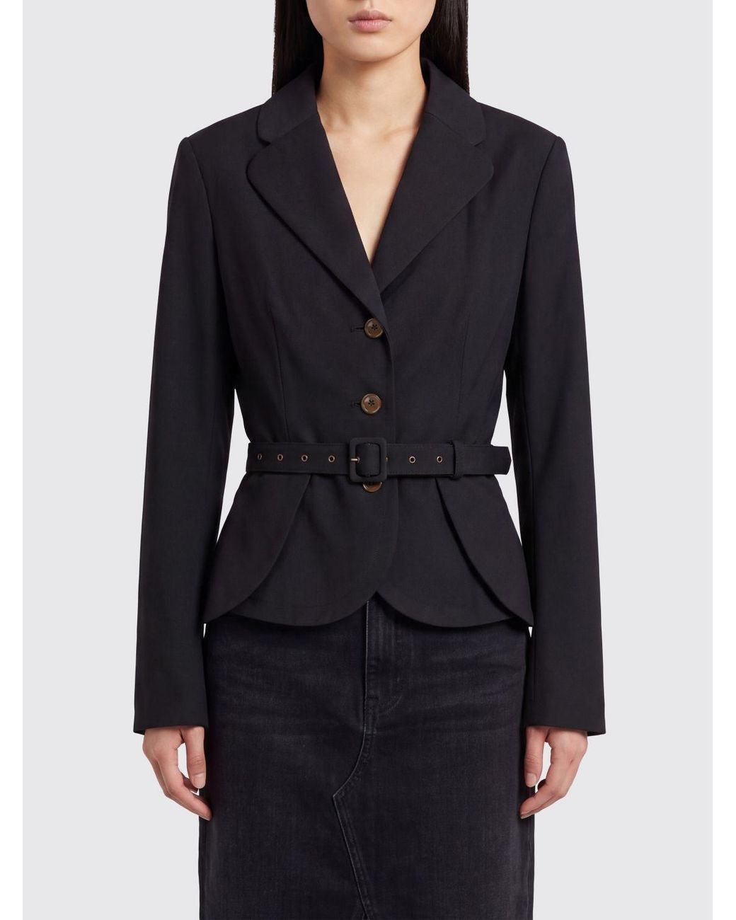 Vivienne Westwood Black Cropped Slim Fit Cotton Blazer With A Waist Belt