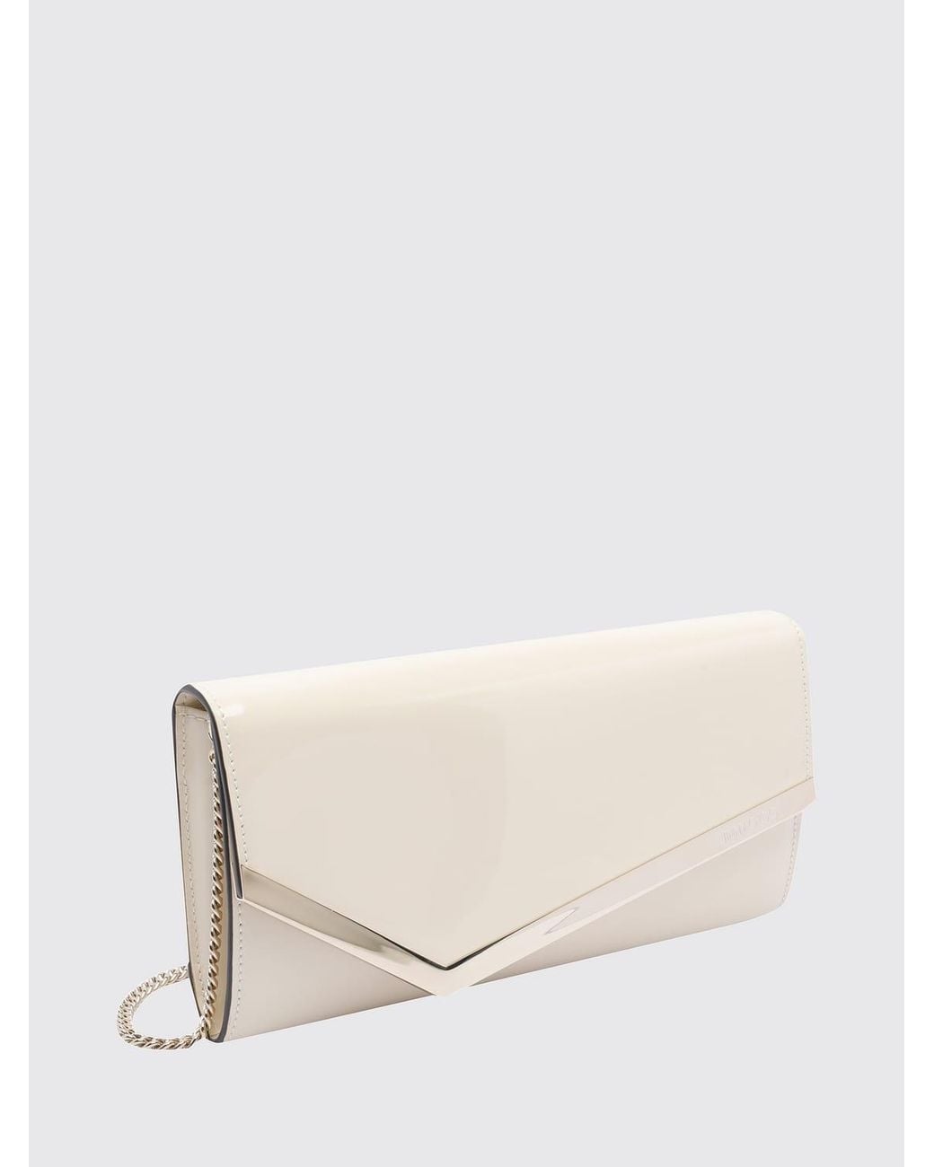 Jimmy Choo Natural Emmie Patent Leather Mini Handbag With Chain Strap