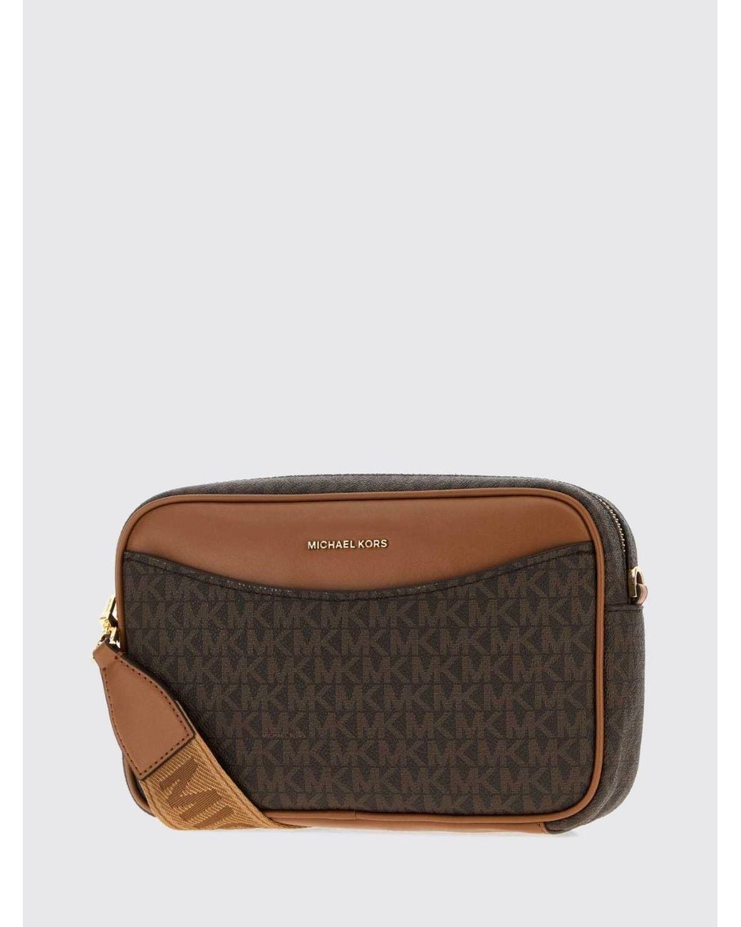 Michael Kors Brown Bev Monogram Coated Canvas Crossbody Bag