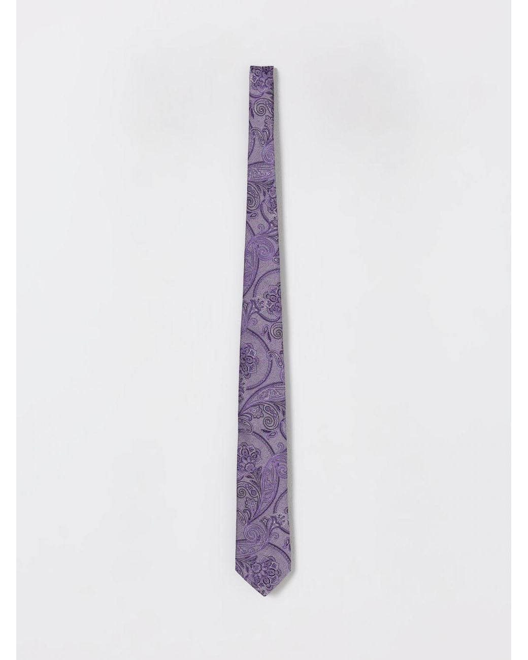 Etro Purple Paisley Micro-Stripe Jacquard Silk Tie for men