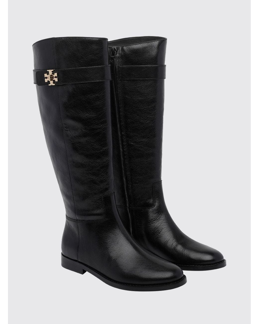 Tory Burch Black Double T Knee-High Western Boots