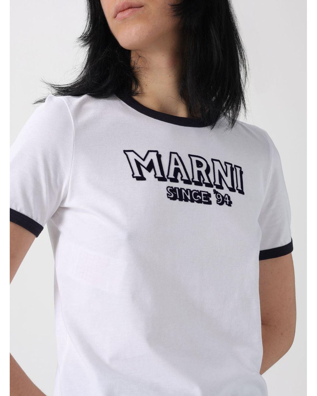 Marni White Cotton T-Shirt With Logo
