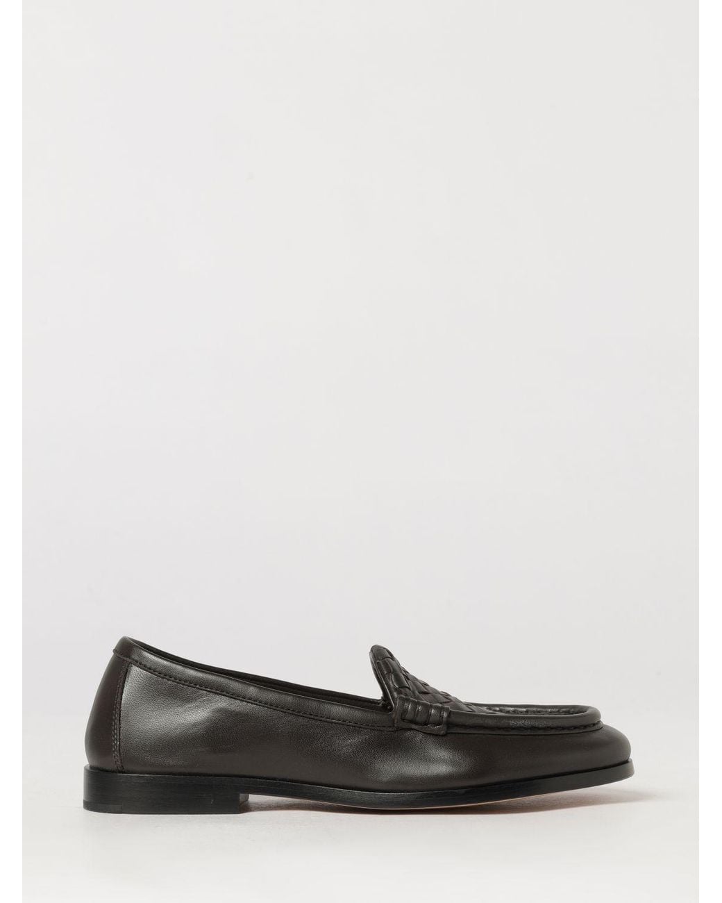 Bottega Veneta White Silenzio Intrecciato Leather Loafers With Low Heel