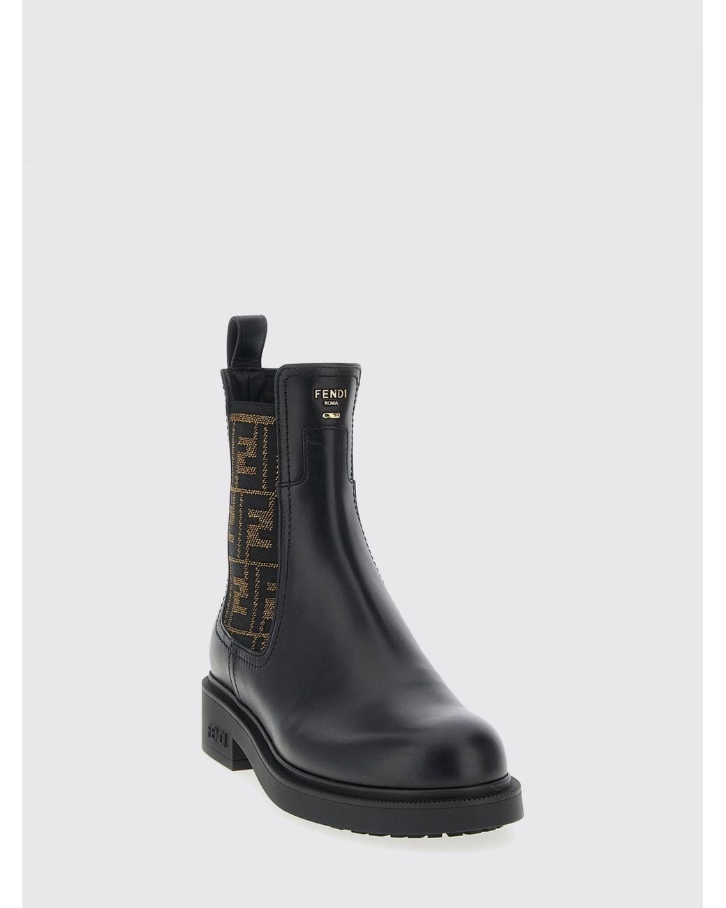 Fendi Black Filo Leather Ankle Boots