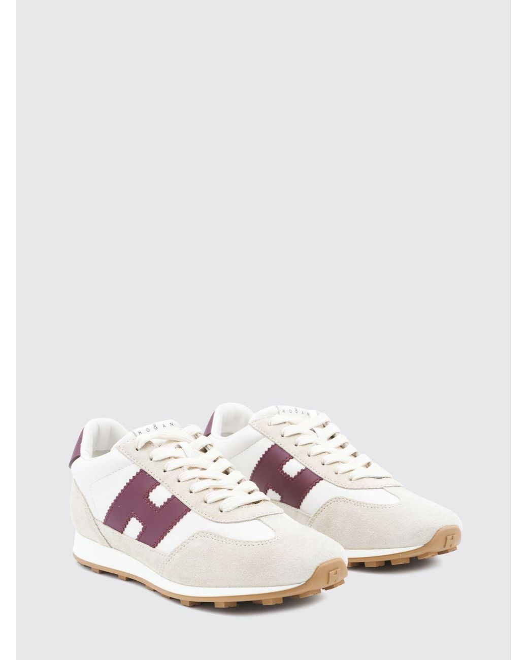 Hogan Pink H727 Smooth And Suede Leather Sneakers With Side H Monogram