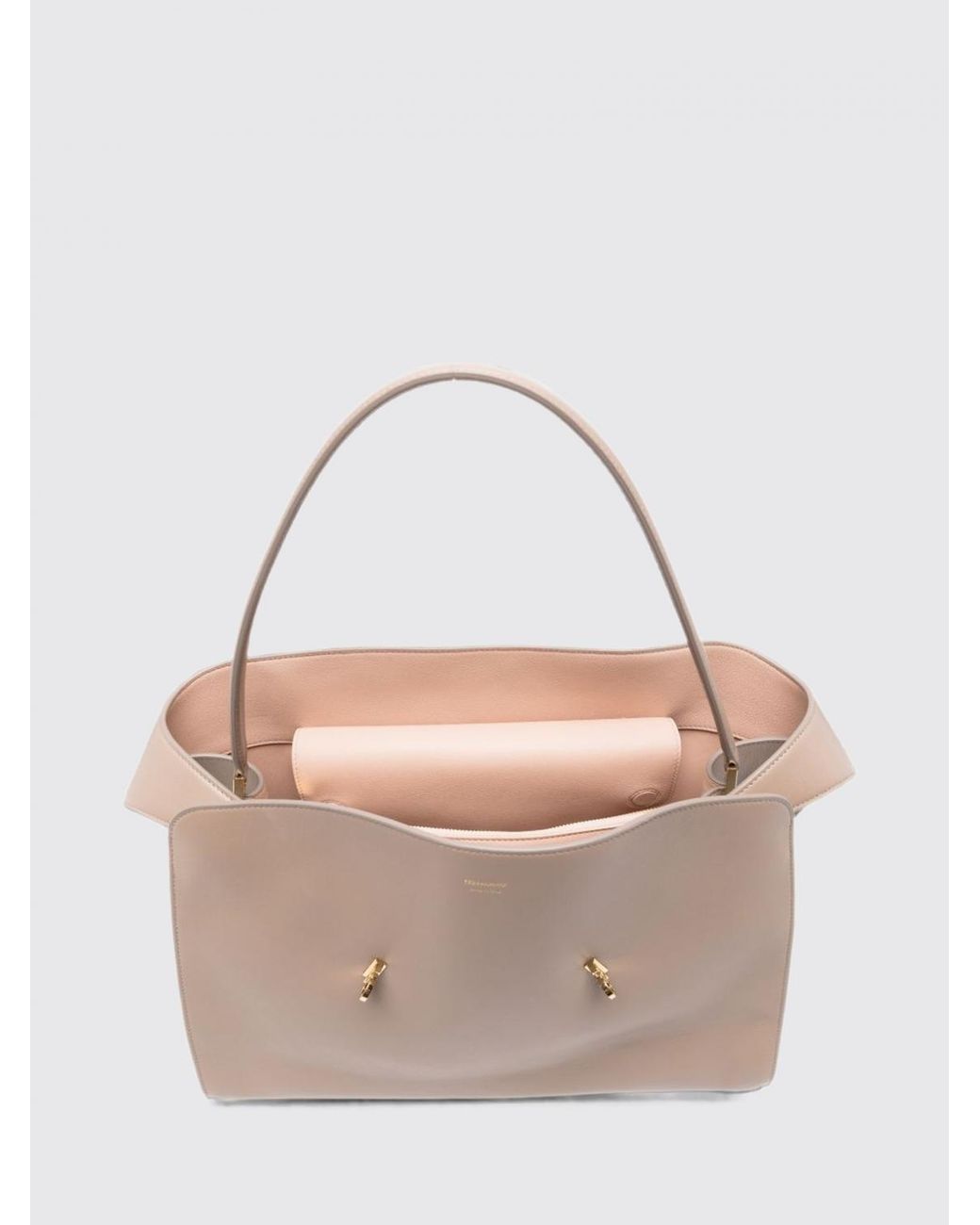 Ferragamo Natural Hug Smooth Calfskin Leather Shoulder Bag With Laminated Logo
