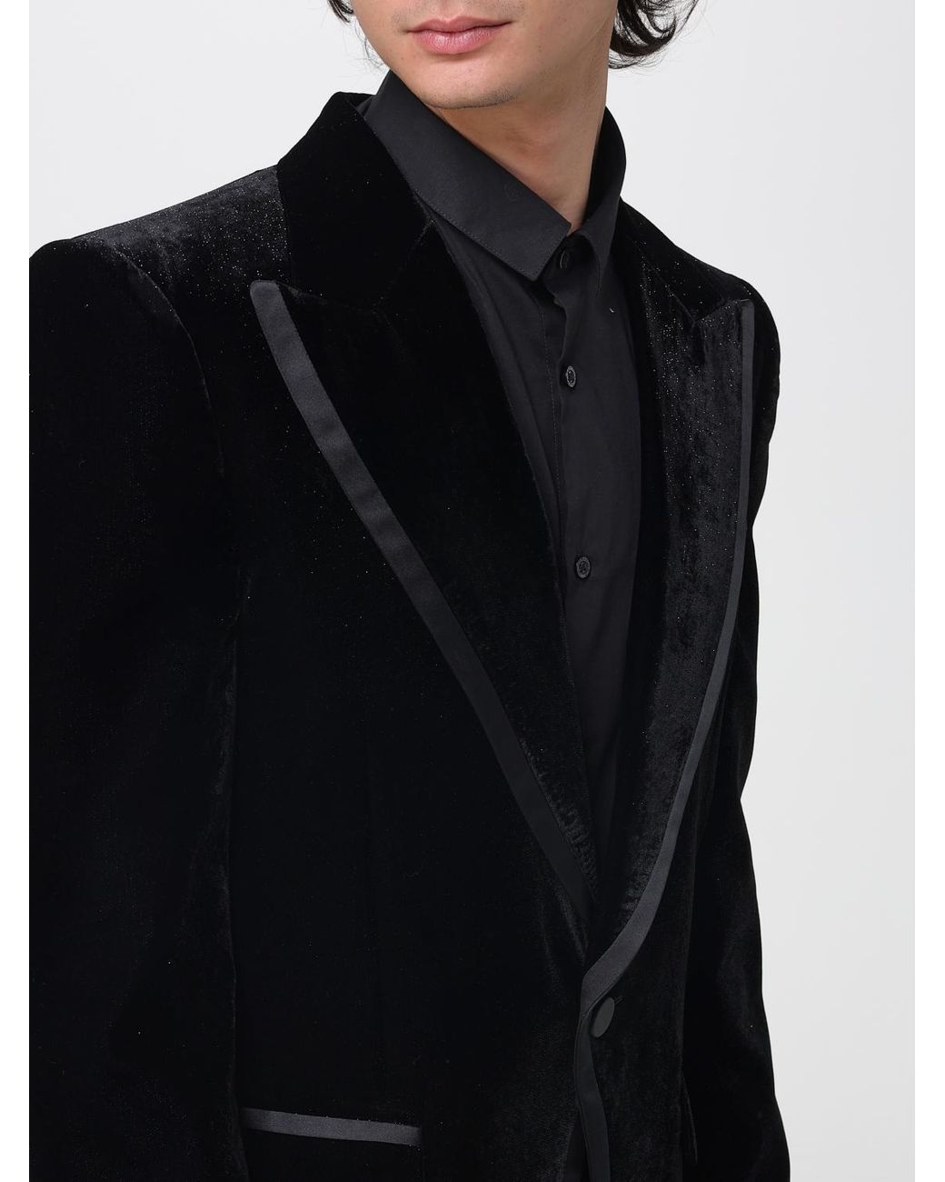 DSquared² Black Single-Breasted Velvet Blazer for men