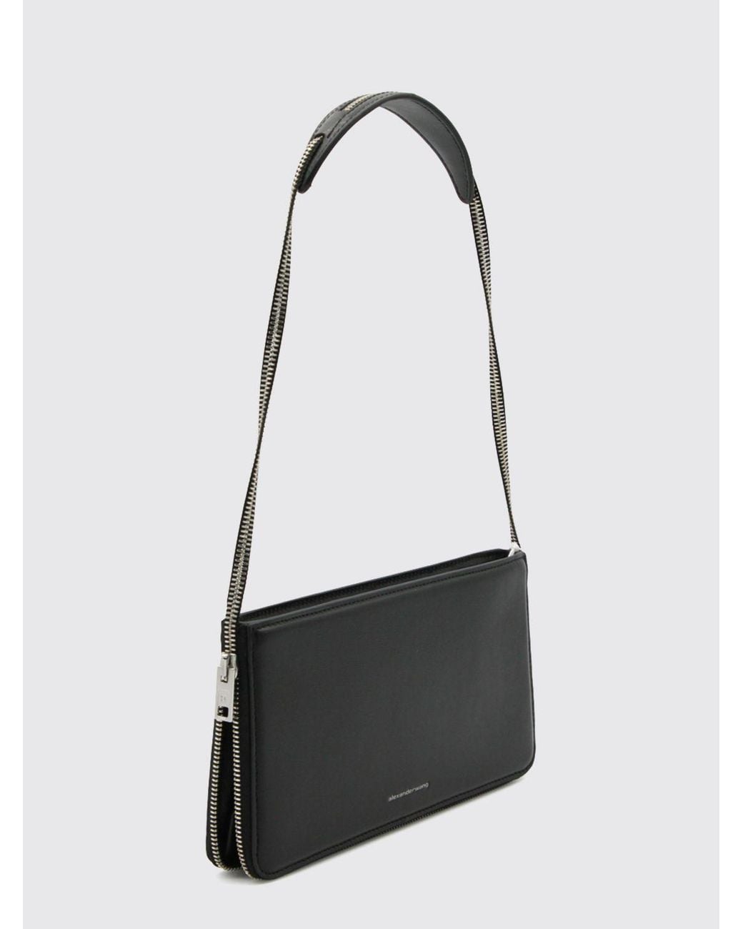 Alexander Wang Black Siren Mini Leather Shoulder Bag With Flat Handle And Zip Closure