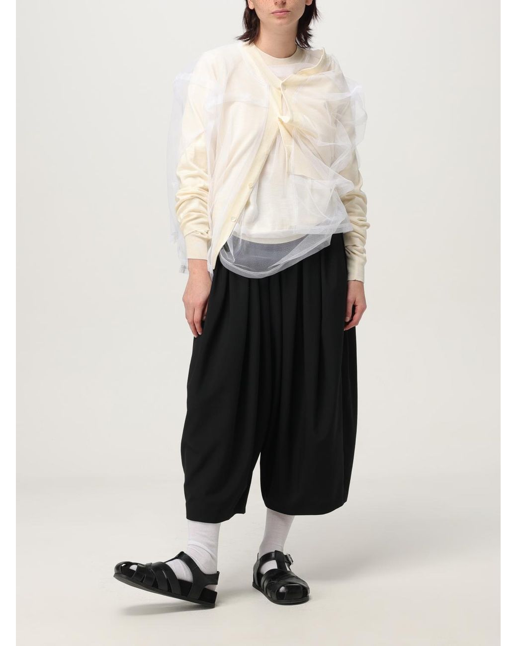 Comme des Garçons Natural Elegant Layered Cardigan With Button Closure Casual Outerwear