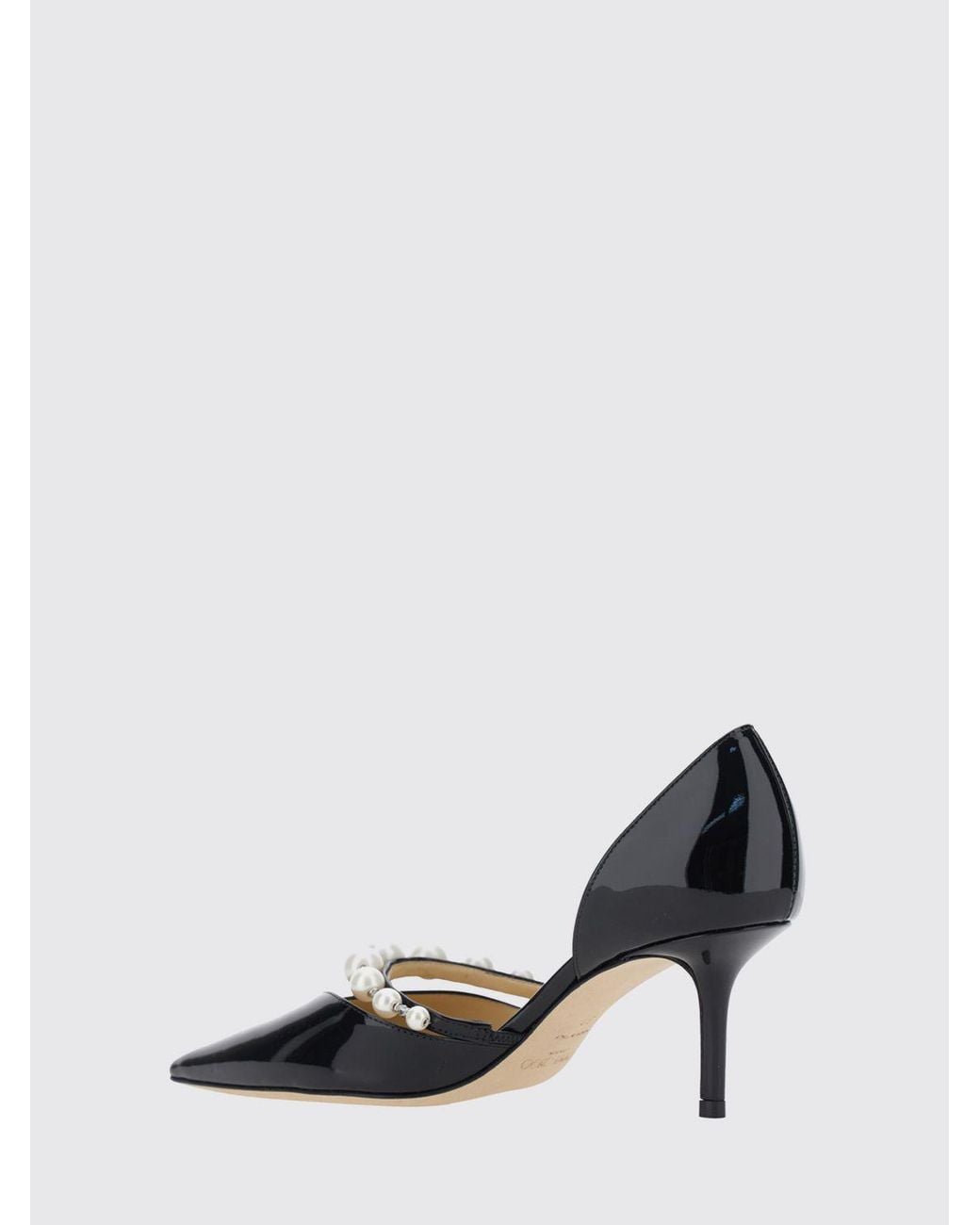Jimmy Choo Black Aurelie Patent Leather Pumps With Pearls And Stiletto Heel