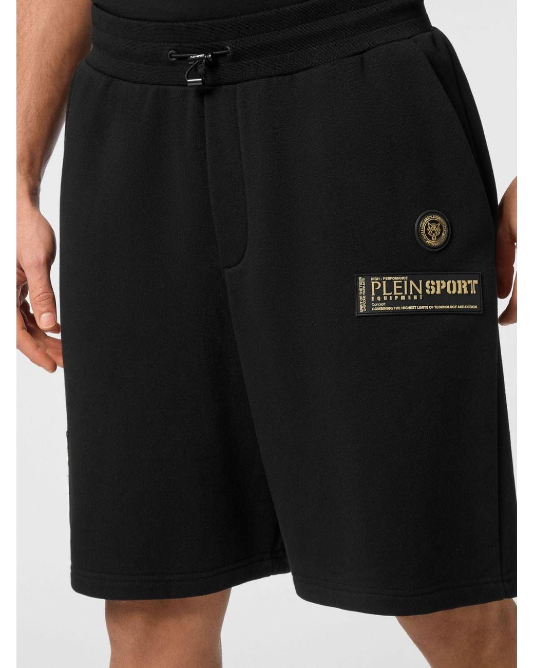 Philipp Plein Black Cotton Jersey Jogging Shorts With Printed Logo And Drawstring Waist for men