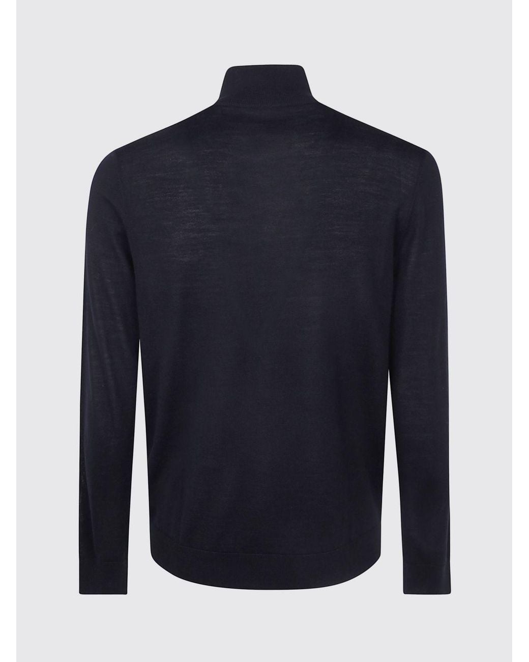 Paul Smith Blue Slim Fit Merino Wool Zip-Up Roll Neck Cardigan for men