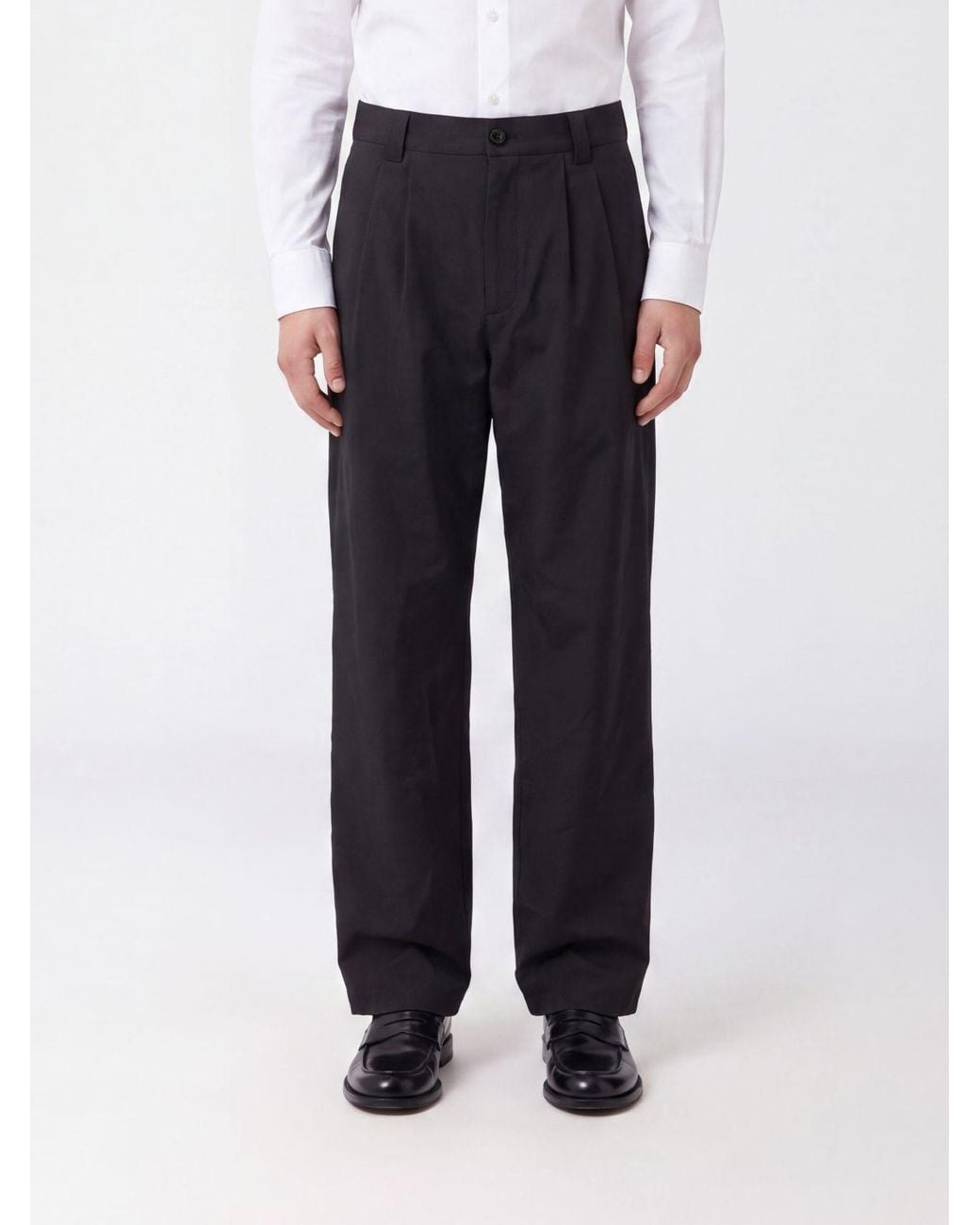 A.P.C. Blue Ricky Wide-Leg Cotton Trousers With Pleats for men