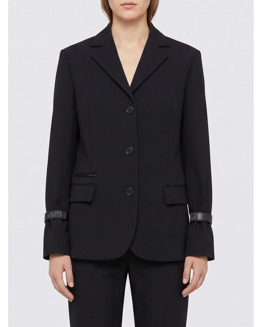 Loewe Blue Cropped Single-Breasted Wool-Blend Blazer With Lapel Collar