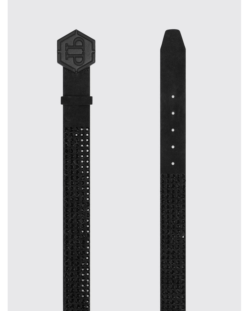 Philipp Plein Black Studded Leather Belt for men