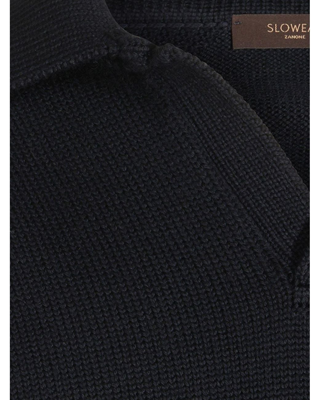 Zanone Blue Knit Polo Jumper for men
