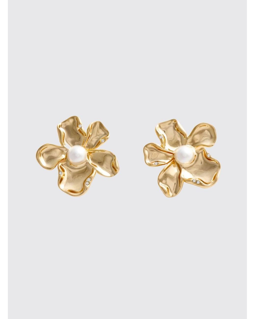 Pendientes Colgantes En Forma De Flor Con Cristales Y Perlas Self-Portrait de color Metallic