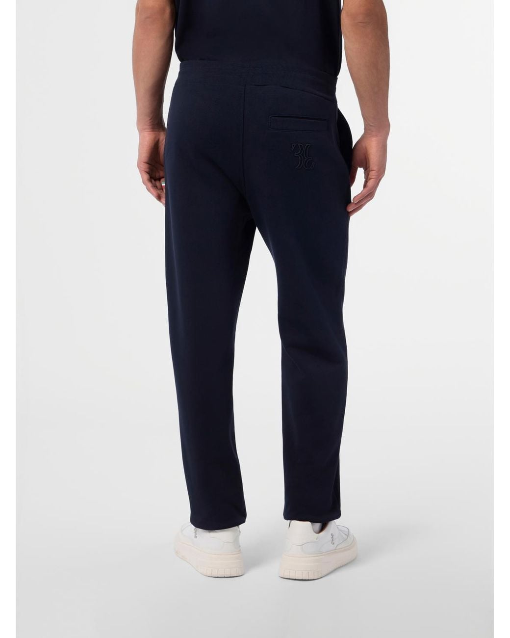 Billionaire Blue Cotton Jogging Trousers With Drawstring Waist And Slant Pockets for men