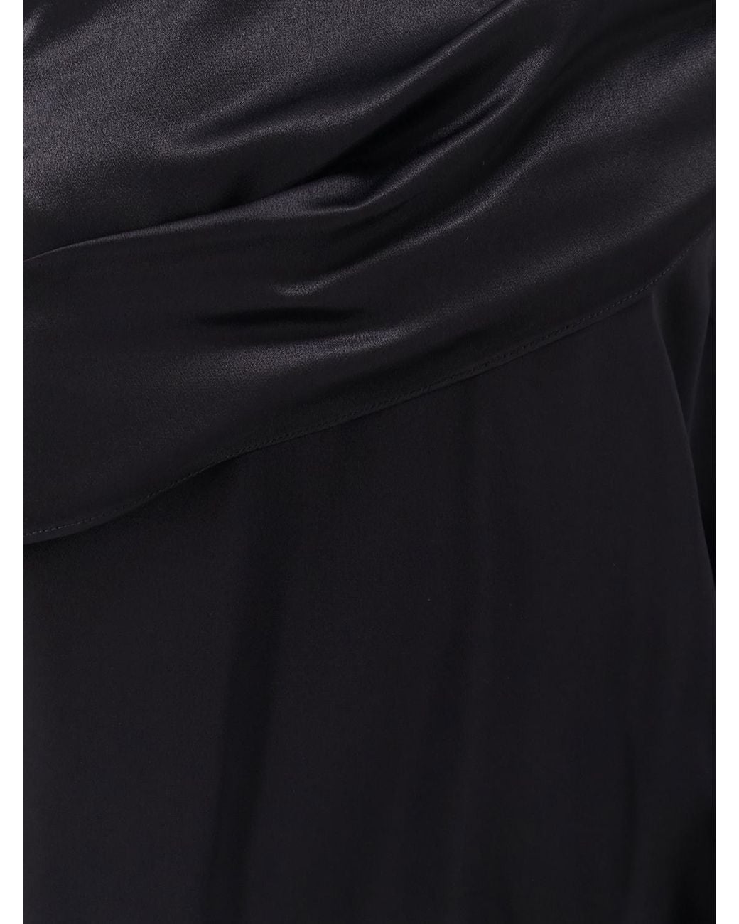 Alberta Ferretti Black One-Shoulder Draped Satin Top With Monogram Pattern