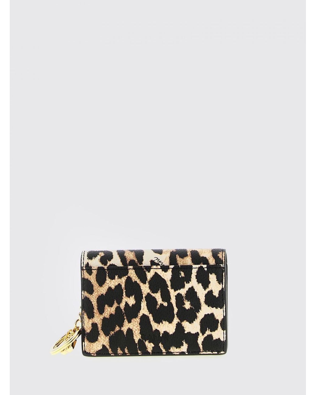 Ganni White Bou Animal Print Faux Leather Card Holder
